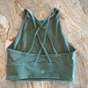 Sz 4 Lululemon Energy Bra High Neck Long Line Olive Green Sports Bra